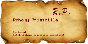 Rohony Priszcilla névjegykártya